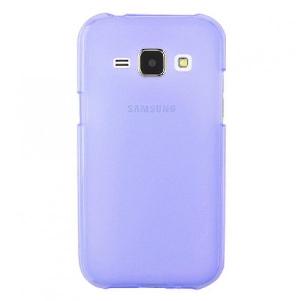 Samsung Galaxy J1 (J100) Kılıf Soft Silikon Şeffaf-Mavi Arka Kapak