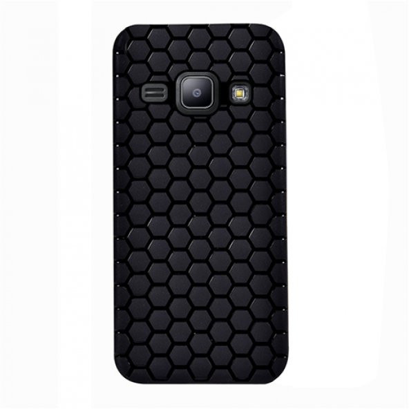 FitCase Samsung Galaxy J1 (J100) TPU Beehive Serisi Arka Kapak Siyah