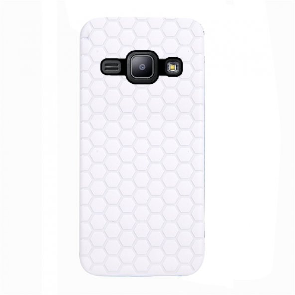 FitCase Samsung Galaxy J1 (J100) TPU Beehive Serisi Arka Kapak Beyaz