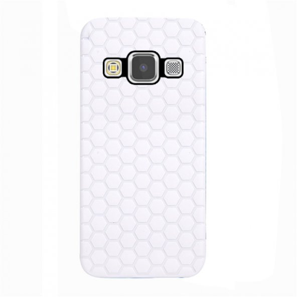 FitCase Samsung Galaxy E7 (E700) TPU Beehive Serisi Arka Kapak Beyaz