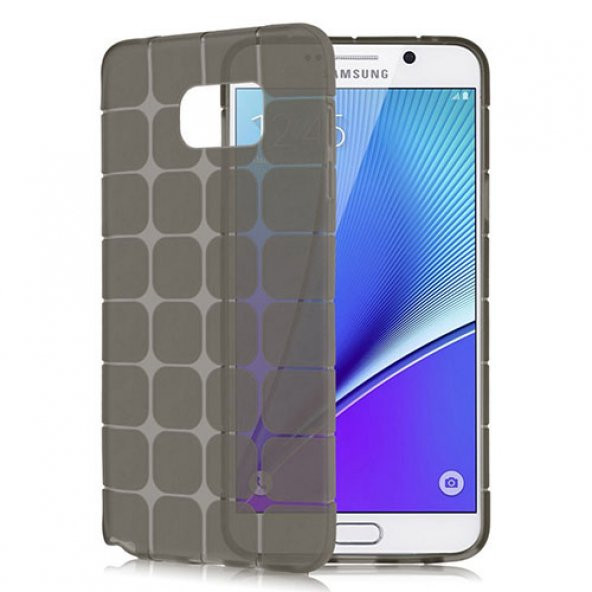 Samsung Galaxy Note 5 N920 Plaid Silikon Arka Kapak Siyah