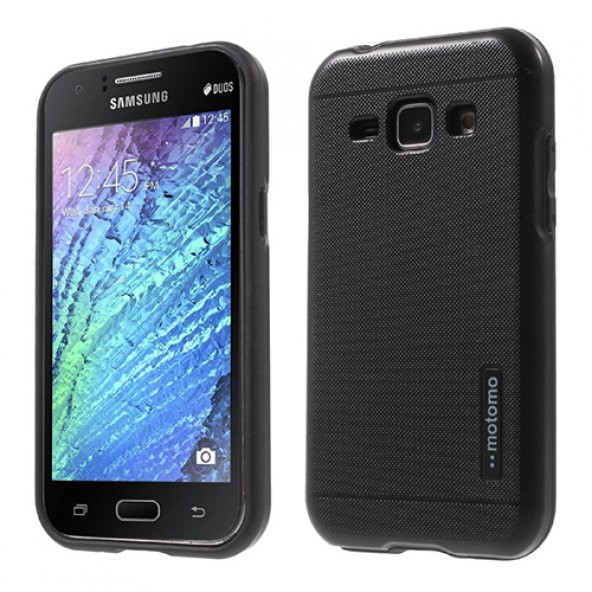 Samsung Galaxy J1 Kılıf Motomo Sert Arka Kapak Siyah