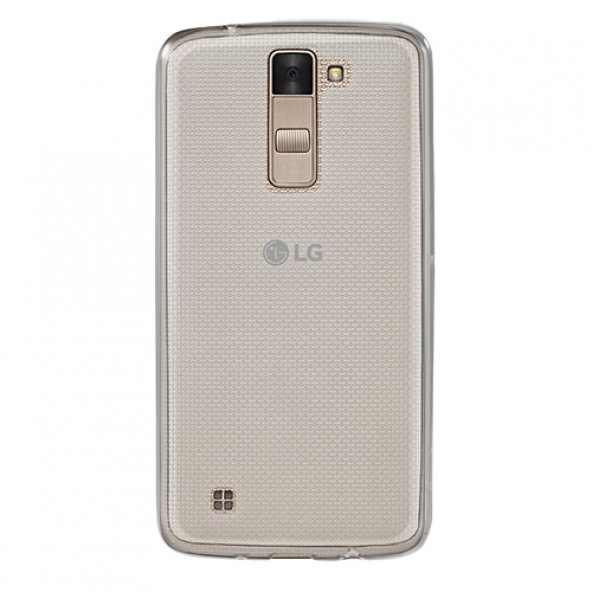 LG K8 (K350) Kılıf Soft Silikon Şeffaf-Siyah Arka Kapak