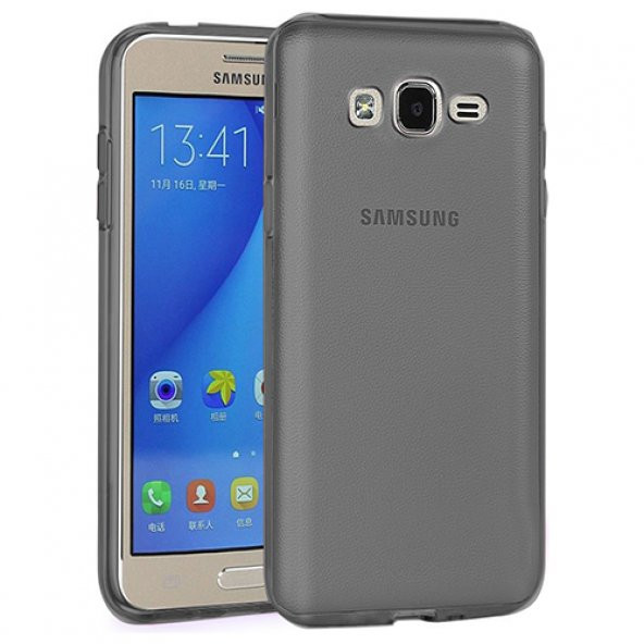 Samsung Galaxy On7 (G600) Kılıf Soft Silikon Şeffaf-Siyah Arka Kapak