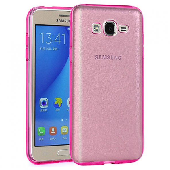 Samsung Galaxy On5 (G5520) Kılıf Soft Silikon Şeffaf-Pembe Arka Kapak