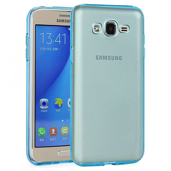 Samsung Galaxy On5 (G5520) Kılıf Soft Silikon Şeffaf-Mavi Arka Kapak