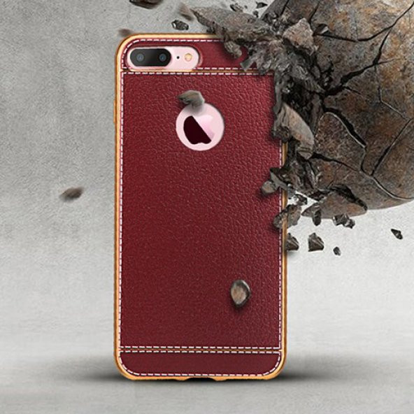 FitCase Laser Elegant iPhone 7-8 Plus Silikon Arka Kapak Kahverengi - 3