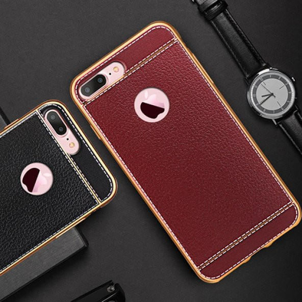 FitCase Laser Elegant iPhone 7-8 Plus Silikon Arka Kapak Kahverengi - 6
