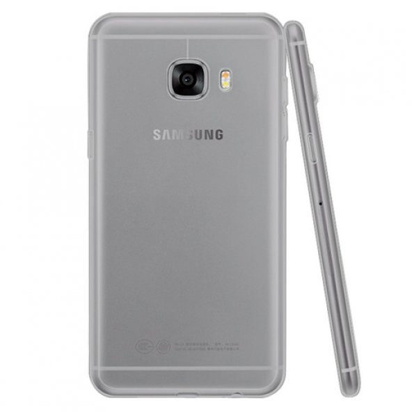Samsung Galaxy C5 (C5000) Kılıf Soft Silikon Şeffaf-Siyah Arka Kapak - 1