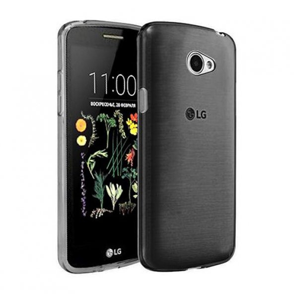 LG K5 Kılıf Soft Silikon Şeffaf-Siyah Arka Kapak - 1