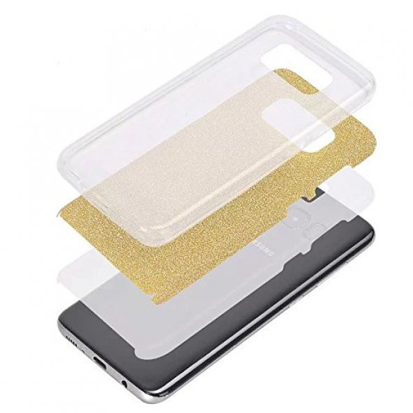Samsung S8 Plus (G955) 3in1 Simli Silikon Arka Kapak Gold - 2