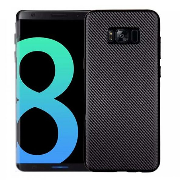 FitCase Galaxy S8 Plus (G955) Carbon Desen Arka Kapak Siyah