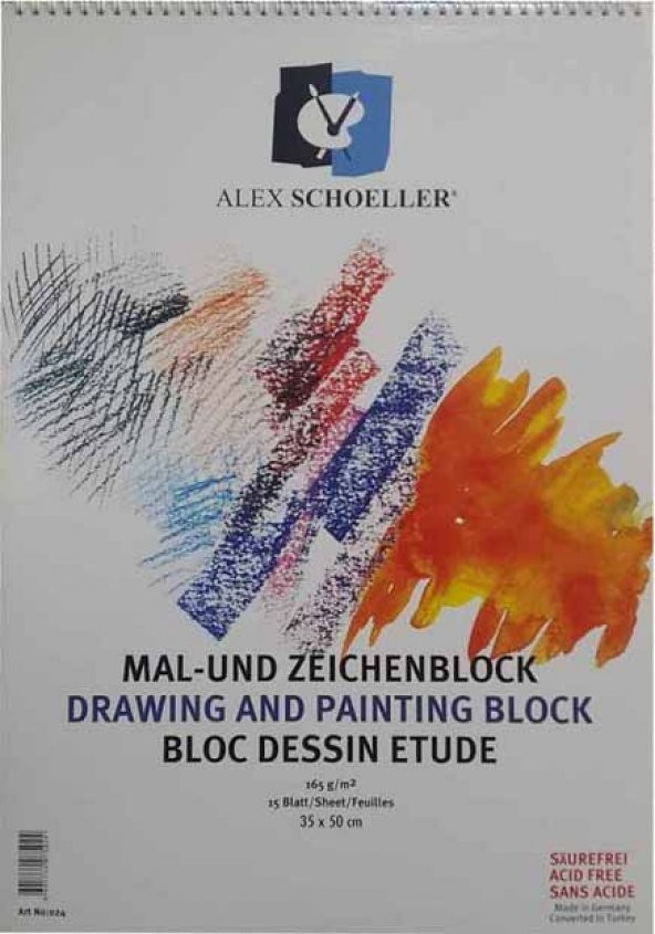 Alex Schoeller Spiralli Resim Defteri 165 gr. 15 yaprak 35x50 cm