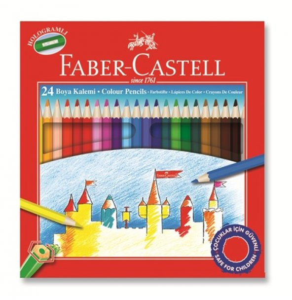 Faber-Castell Karton Kutu Kuru Boya Kalemi 24 Renk Tam Boy
