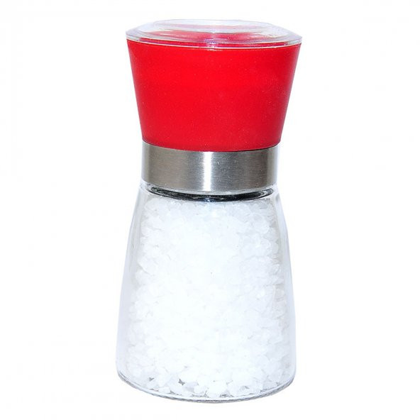 Tuz Karabiber Cam Değirmeni Kırmızı + Çankırı Granül Çakıl Doğal Kaya Tuzu 200 Gr