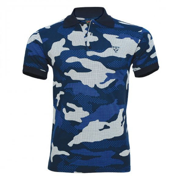 4018 Lacivert Kamuflaj Kısa Kol T-Shirt M