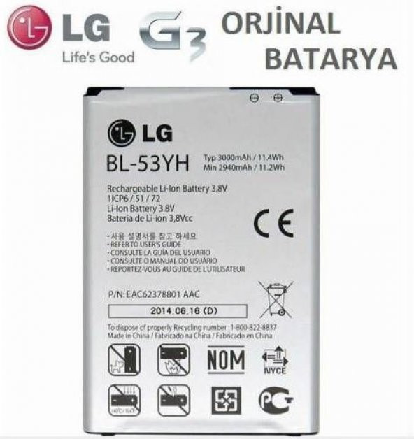 LG G3 ORİJİNAL BATARYA BL-53YH