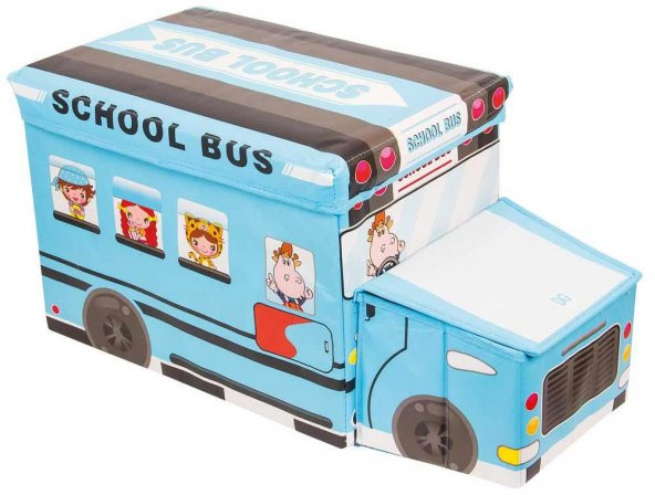Alas Katlanabilir Oyuncak Saklama Kutusu School Bus Mavi
