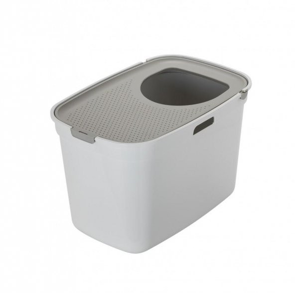 Moderna Top Cat Gri/Beyaz Kapalı Kedi Tuvaleti 59 Cm