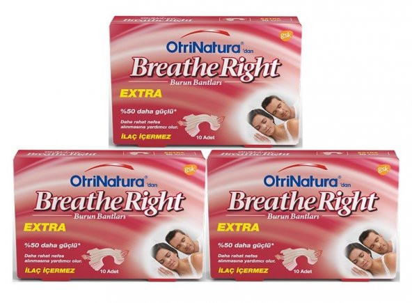 Breathe Right Extra Horlama Önleyici Burun Bandı 3 Kutu 30 Adet