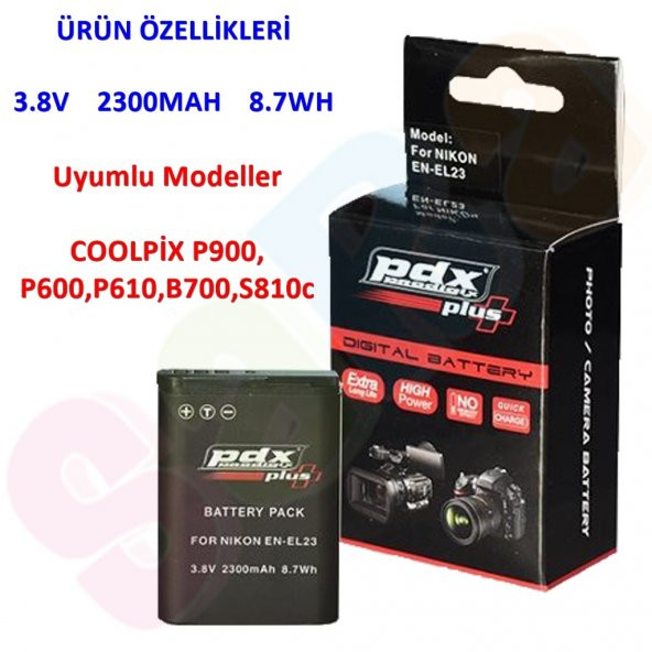 Nikon EN-EL23 ENEL23 Pdx Batarya Pil P900,P600,P610,S810c,B700