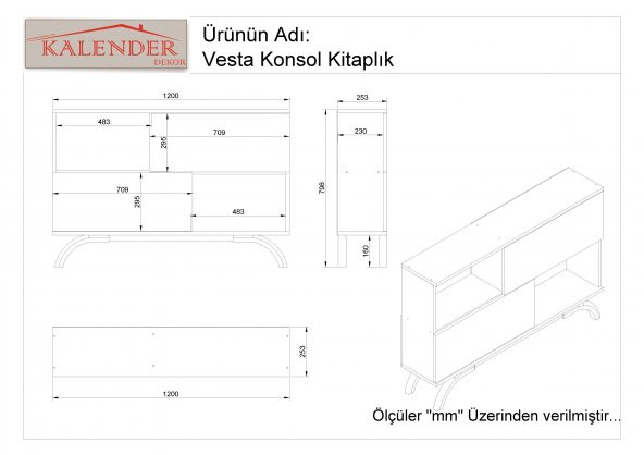 Kalender Dekor Vesta Konsol Kitaplık Ceviz-Beyaz - 3