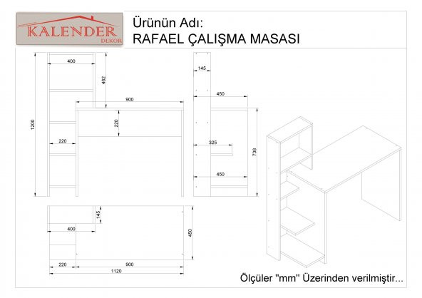 Kalender Dekor Rafael Calışma Masası Beyaz - 4
