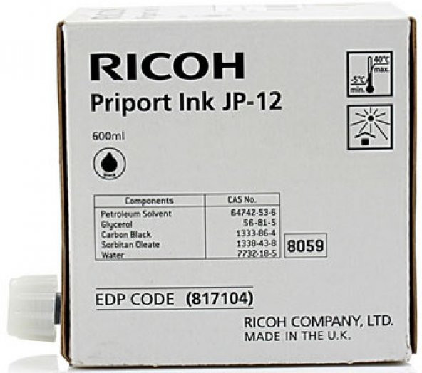 RICOH JP12/CPI7 JP1215/1250/5308/5440/DX3440 SİYAH MÜREKKEP ORJ.