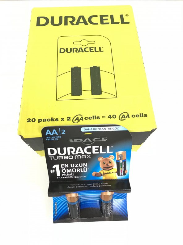 Duracell Turbo Max AA Kalem Pil 2li 20 Paket 40 Adet