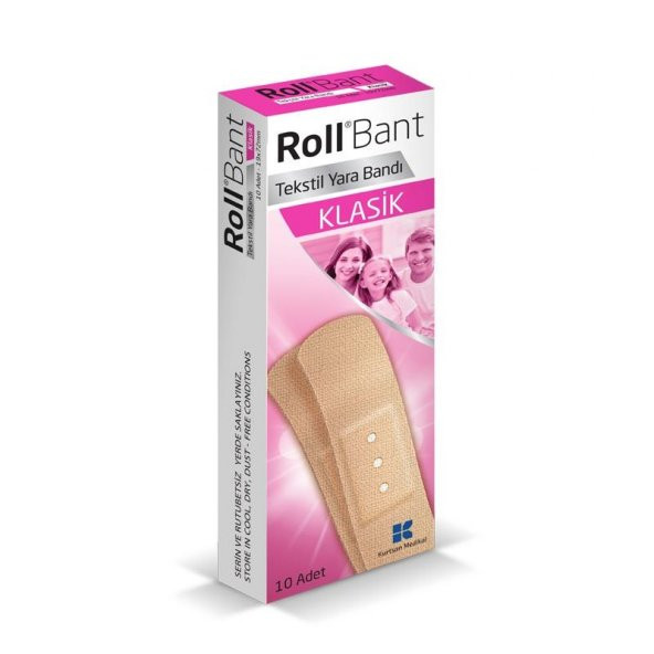 RollBant Klasik Yara Bandı 10lu Ekonomik Tekstil Yara Bandı