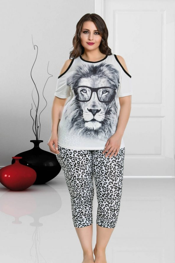 Lady Leopar Büyük Beden 2li Pijama Takımı