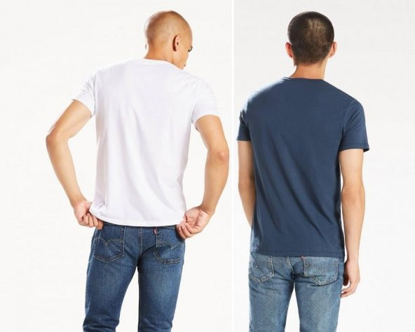 LEVİS 2 Lİ PAKET ERKEK TİŞÖRT BEYAZ MAVİ 82176-0004 - 4