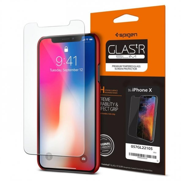 iPhone X Cam Ekran Koruyucu, Spigen GLAS.tR SLIM - 8