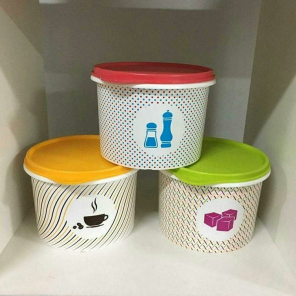 TUPPERWARE ÇAY KAHVE TUZ ŞEKER 3 LÜ SET