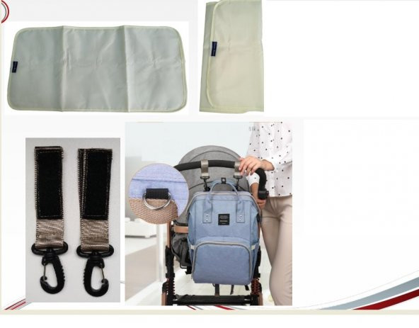 AboutBaby ANNE BEBEK BAKIM SIRT ÇANTASI ALT AÇMA+ BEBEK ARABASINA BAĞLAMA APARATI HEDİYE - Resim 7