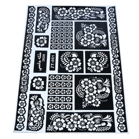 Geçici Dövme Kına Şablonu Çiçek Desenli Baskı Dövme Şablon ZT001 - 2