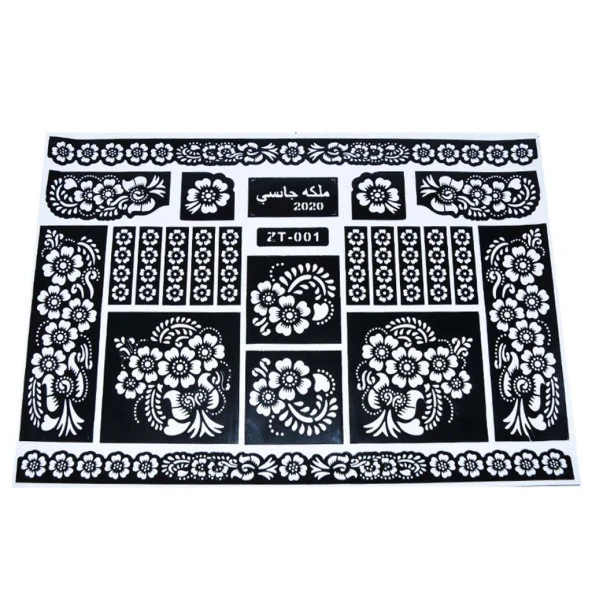 Geçici Dövme Kına Şablonu Çiçek Desenli Baskı Dövme Şablon ZT001 - 3