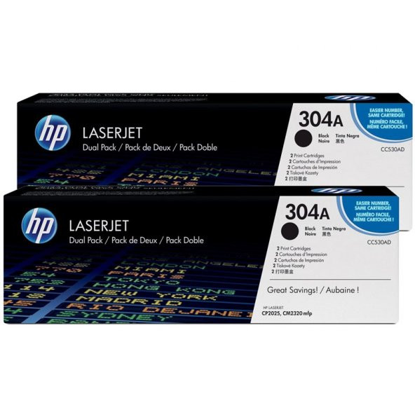 HP CC530AD (304AD) (ÇİFTLİ) Orjinal Siyah Toner