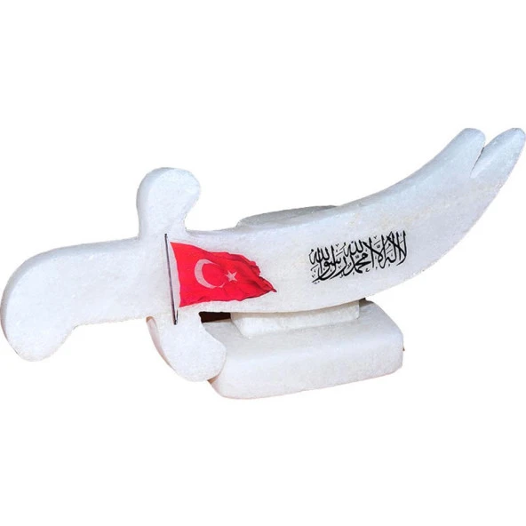 Tevhid Türk Bayrağı Logolu Kılıç Şekilli Kaya Tuzu Biblosu 2-3KG