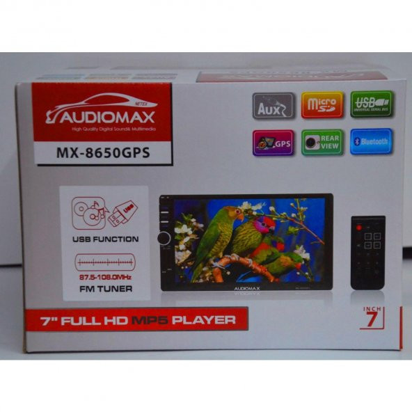AUDİOMAX MX-8650 7FULLHD USB-KARTLI-NAVİGASYON-BT-MP3-MP4-MP5