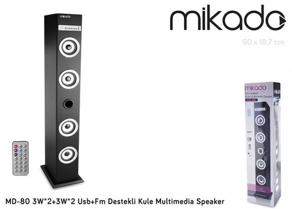 Mikado MD-80 3W*2+3W*2 Usb+SD+Fm Destekli Kule Multimedia Speaker