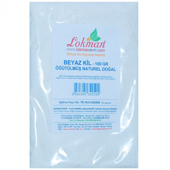 Beyaz Kil Öğütülmüş Doğal Saf Naturel 100 Gr Paket - 6