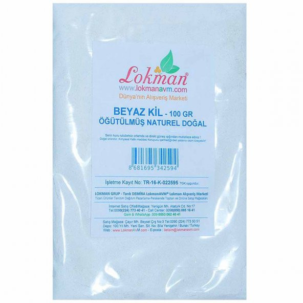 LokmanAVM Beyaz Kil Öğütülmüş Doğal Saf Naturel 100 Gr Paket - 4