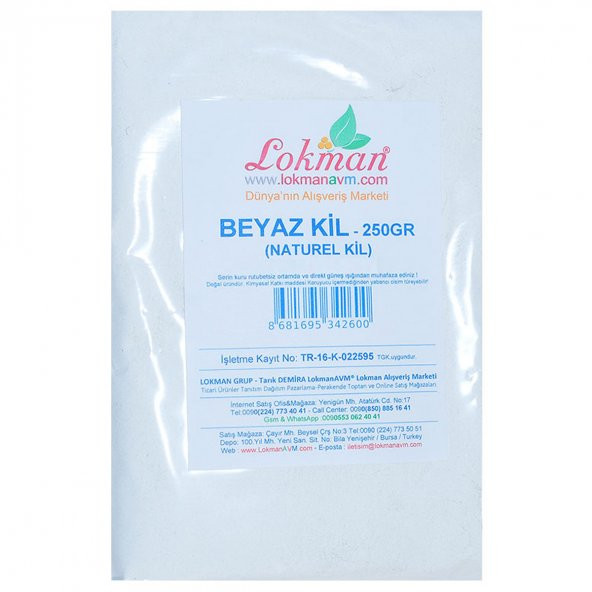 LokmanAVM Beyaz Kil Öğütülmüş Doğal Saf Naturel 250 Gr Paket - 6
