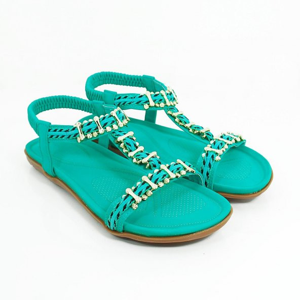Guja Kadın Metalli Terlik Sandalet-Yeşil-17y406-04