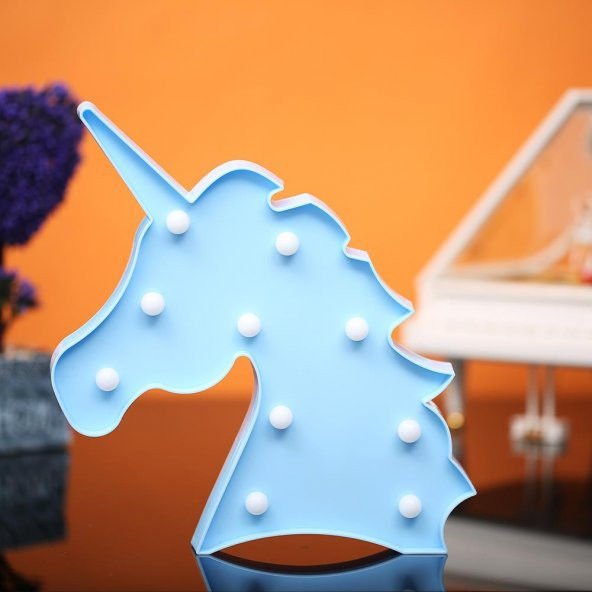 Unicorn Tasarımlı Mavi Renkli Ledli Gece Lambası