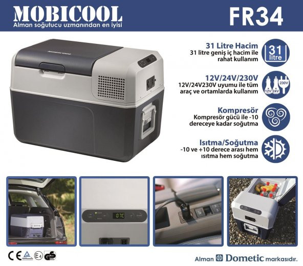 Mobicool FR34 12/24/220Volt AC/DC 31 Litre Kompresörlü Oto Buzdolabı - 8