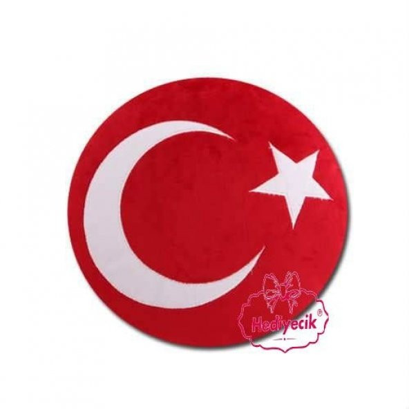 Türk Bayrağı Desenli Peluş Emoji Yastık 35 Cm