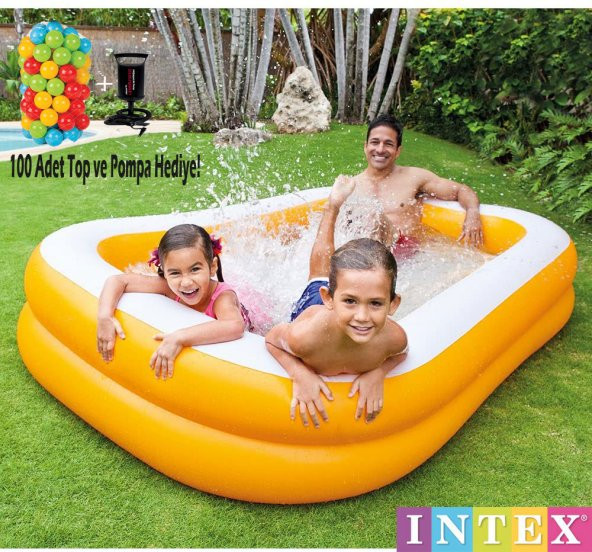 Şişme Büyük Boy Mandalina Aile Havuzu Set 229x147x46 Top Ve Pompa Hediye