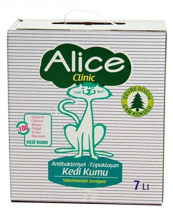 Alice Clinic Antibakteriyel Topaklaşan Çam Kokulu Kedi Kumu 7 Lt